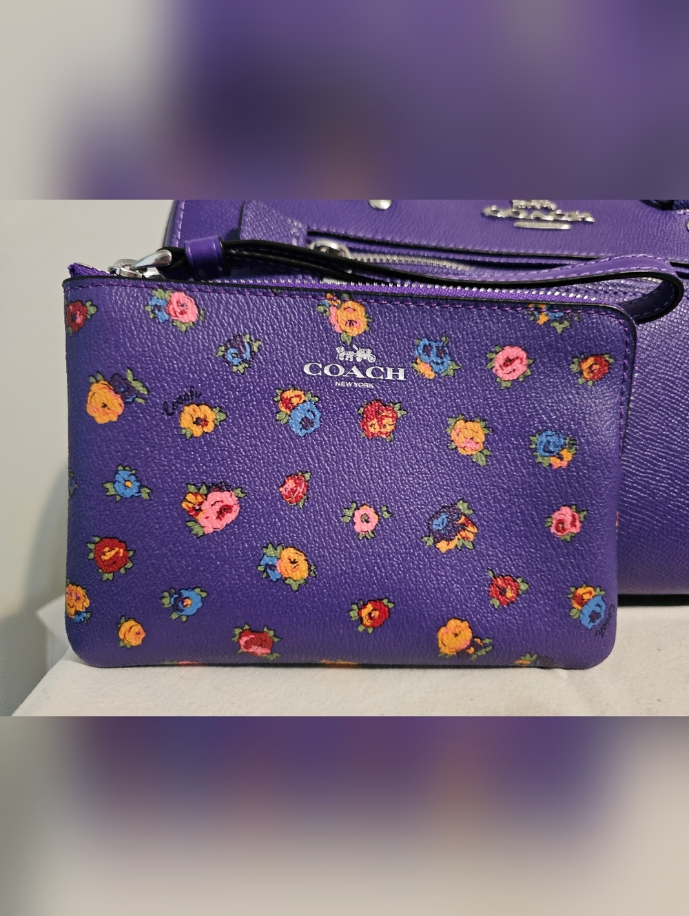 Coach Purple Leather Satchel with Shoulder Strap - Picture 4 of 8